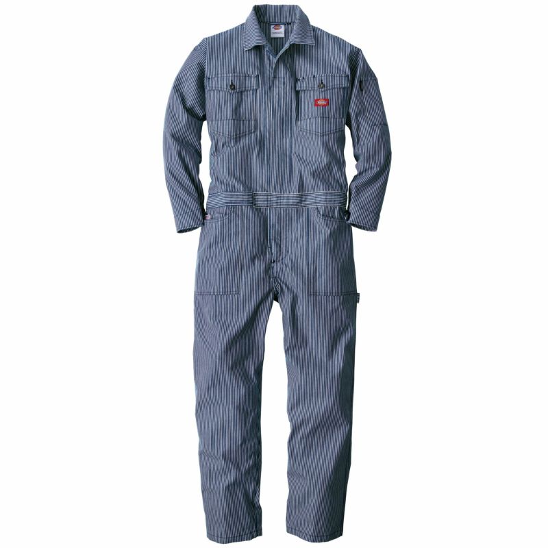 【古着】Dickies ヒッコリー柄 つなぎ オールインワン Dickies - Dickies ディッキーズ つなぎ オールインワン